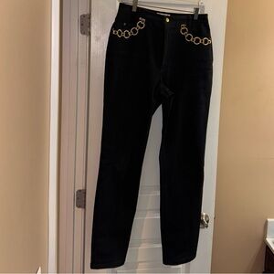 St. John Black Jeans with Gold Chain Accents size 12